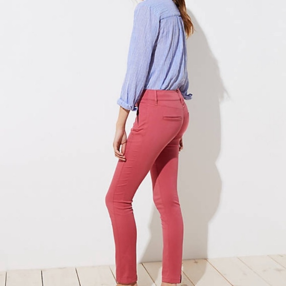 LOFT Petite Skinny Zip Pocket Sateen Work Pants